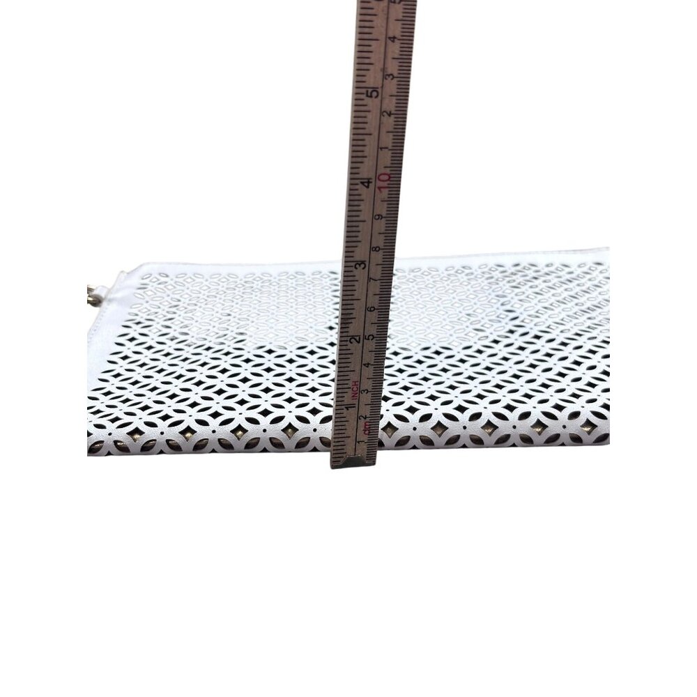 Madison West White Clutch Bag With Wristlet Strap & Laser Cut Design - Picture 7 of 7